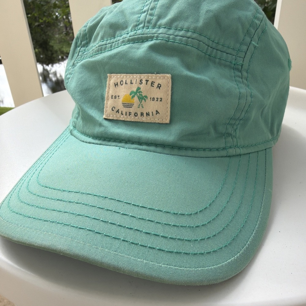VINTAGE Hollister California Hat Cap Teal Rare Logo - Picture 1 of 6